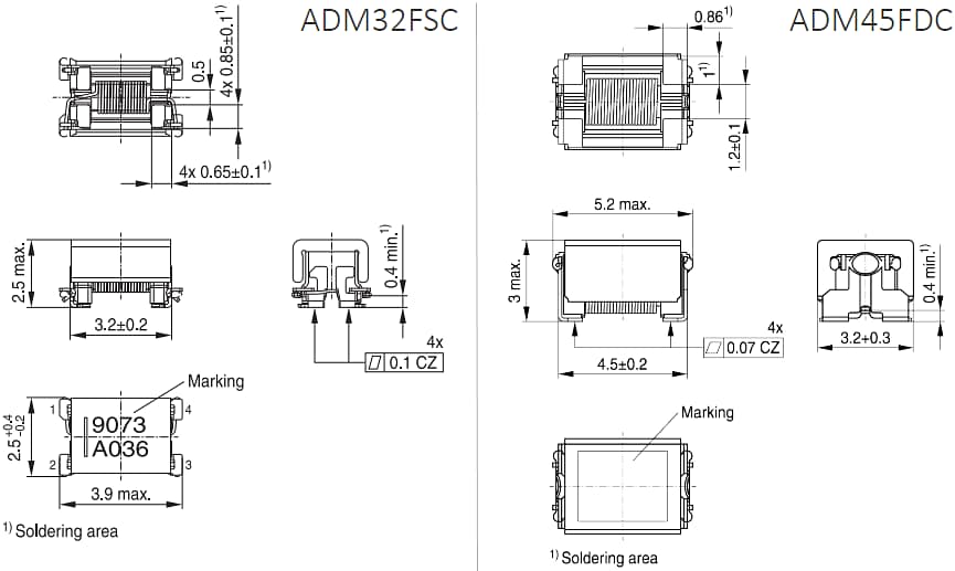EPCOS / TDK ADM32FSC与ADM45FDC PoC电感器